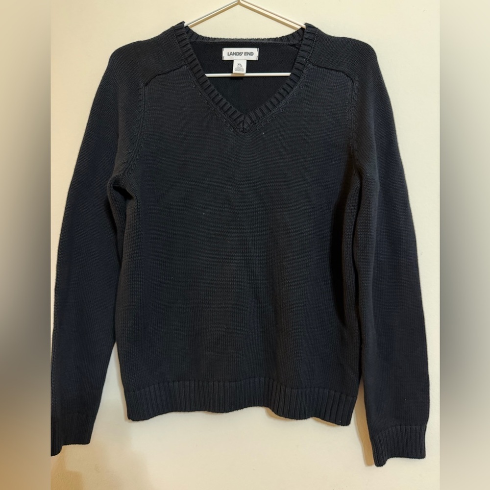 Lands' End Men's Navy V-Neck Sweater